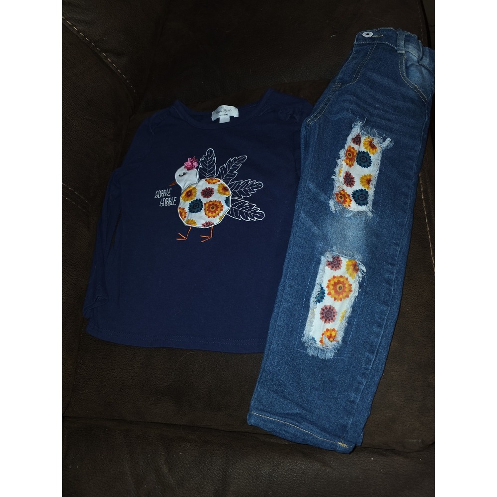 Marie nicole fall autumn Thanksgiving turkey top and jeans size XL fits like 5